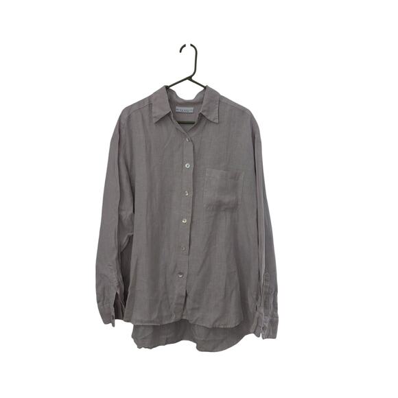 Bryn Walker Gray Linen Top – Size 2X, Oyster Buttons, Made in USA - Picture 1 of 3